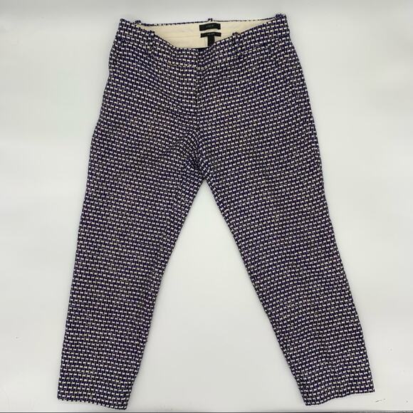 J.Crew Purple Metallic Tweed Cafe Capri Dress Pants-4 - Picture 3 of 9